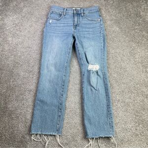 Madewell Perfect Vintage Jeans 26P Petite Distressed Raw Hem Straight Leg